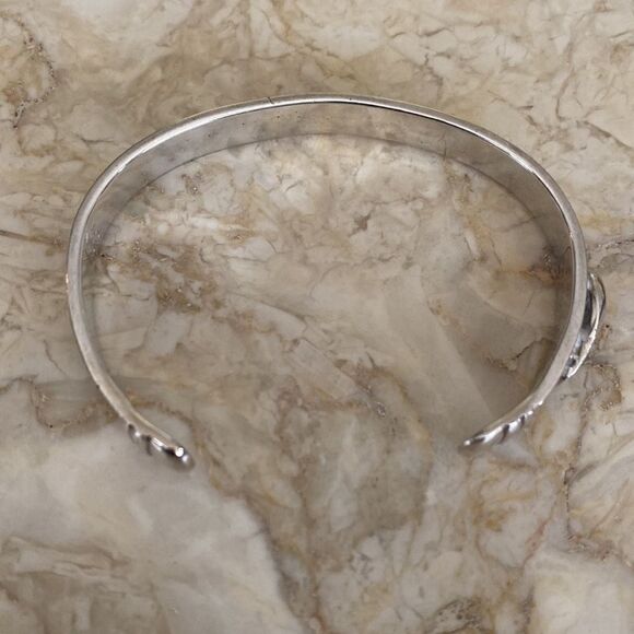 Breast Cancer “Until There Is A Cure” Silver Cuff Bracelet Unisex - Picture 5 of 9